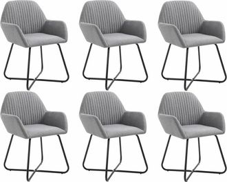 vidaXL Vidaxl - Sillas De Comedor 6 Unidades De Tela Gris Claro