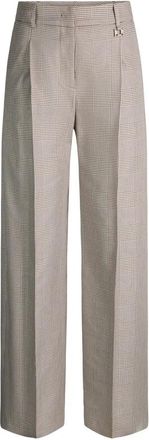 Joop Wijde broek met fijn ruitpatroon - Dames - Wijde Broeken - Beige - L - Katoen - Broeken