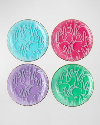 Hunt Slonem Lucky Charm Glass Plates with Gold Rim