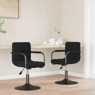 vidaXL Sillas De Comedor Giratorias 2 Uds Terciopelo Negro Vidaxl