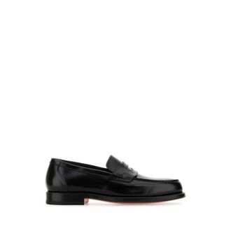 Santoni Schoenen, Heren, Zwart, 41 EU, Zwarte leren loafers