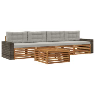 vidaXL Conjunto De Sof&aacute;s De Exterior 5 Pcs Natural Y Gris Claro Vidaxl