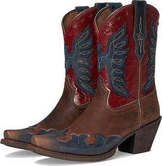 Ariat Bravery Western Womens Boots Cowboy Womens Boots Dusted Fresh Denim/Sassy Brown : 8.5 B - Medium, Leather