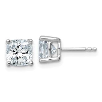 Diamond2Deal 14k White Gold 3 ctw Cushion Cut Lab Grown Diamond Stud Earrings