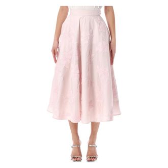 Rotate ROTATE Birger Christensen, Midi Skirts, female, Pink, Size: XS Flower Intarsia Maxy Skirt