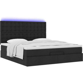 vidaXL Vidaxl - Estructura De Cama Otomana Con Colch&oacute;n Tela Negra 160x200 Cm