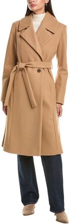 CeCe by Cynthia Steffe Bow Back Belt Double-Breasted Wrap Coat
