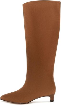 Cesare Gaspari Elegante Su&egrave;de Kniehoge Laars - Lichtbruin - Dames - Laarzen met Hak - Bruin - 38 EU - Su&egrave;de - Schoenen
