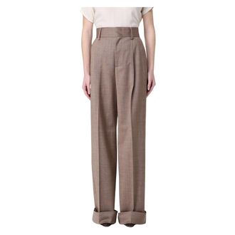 Philosophy di Lorenzo Serafini Wide Trousers, female, Beige, Size: XS Wool Tailored Trousers