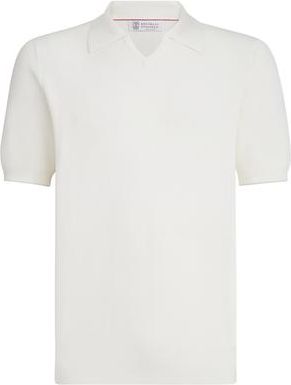 Brunello Cucinelli Cotton English rib knit polo in White at Nordstrom, Size 44 It
