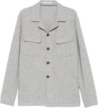 Tagliatore Light Grey Textured Shirt Jacket