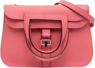 Herm&egrave;s Pre-owned Mini Halzan Schoudertas - Dames - Vintage Schoudertas - Roze - ONE Size - Leer - Vintage