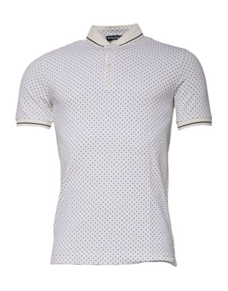 Dolce & Gabbana White Polka Dot Cotton Collared Polo Mens T-shirt
