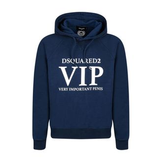 Dsquared2 Blue Hoodie Sweatshirt with Lettering Print - male - Dsquared2 - Hoodies - Blue - S - Sweatshirts & Hoodies