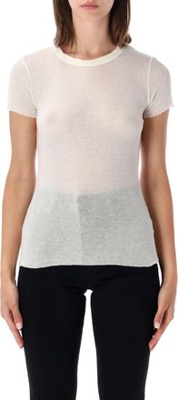 James Perse Short Sleeve Ribbed Cotton-Cashmere T-Shirt
