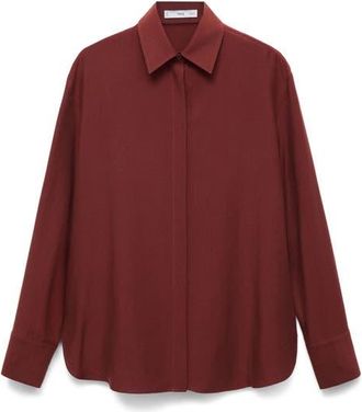 Mango Relaxed Fit Button-Up Shirt in Russet at Nordstrom, Size 12