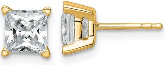 Diamond2Deal 14k Gold 2 ctw Princess Lab Grown Diamond Stud Earrings