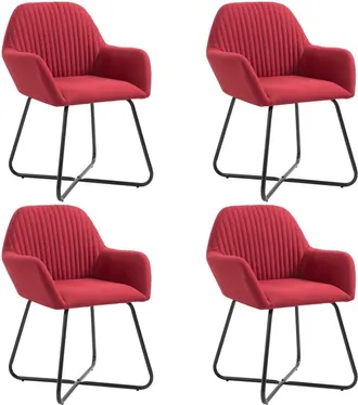 vidaXL Sillas De Comedor 4 Unidades Tela Rojo Tinto Vidaxl
