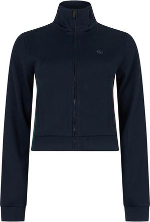 Gucci Rib Cotton Jersey Zip Sweatshirt met Web - Dames - Sweatshirts & Hoodies - Blauw - Maat: M Jersey