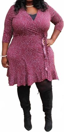 Gilli Marley Faux Wrap Dress - Plus In Wine