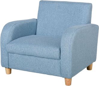HOMCOM Homcom - Sill&oacute;n Infantil Mini Sof&aacute; Para Ni&ntilde;os De +3 A&ntilde;os Con Asiento Acolchado Reposabrazos Y Estructura De Madera Carga M&aacute;x. De 65 Kg 49x45x44 Cm Azu