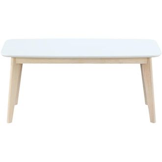 Miliboo Banco Dise&ntilde;o 100cm Blanco Y Madera Leena