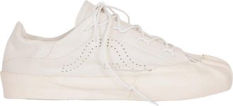 Springa White Art Couture Goatskin Low-Top Sneakers