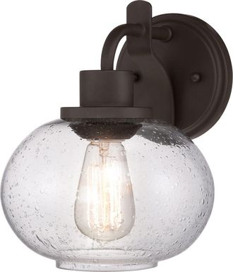 Elstead Lighting Aplique de pared, acero, vidrio de burbuja, bronce antiguo