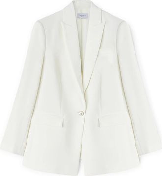 Motivi Enkelrijelige blazer van cr&ecirc;pestof - Dames - Blazers - Wit - S - Leer - Jassen