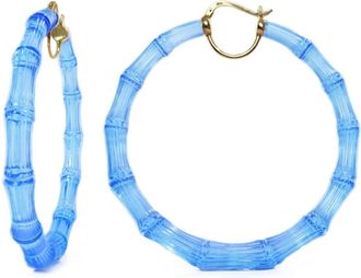 Gold & Honey Womens Xl Lucite Bamboo Hoop Earrings In Blue