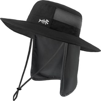 Bassdash UPF 50+ Sun Fishing Hat Water Resistant with Detachable Neck Flap Black