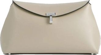 Toteme T-Lock Leather Clutch - Dames - Schoudertassen - Beige - ONE Size - Leer - Tassen