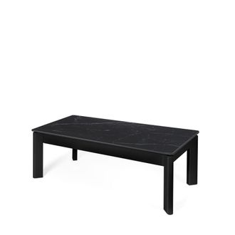 Koketto Home Mesa centro elevable tapa porcelanico negro y patas met&aacute;licas negras