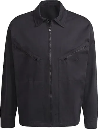 adidas Mens adidas originals Logo Embroidered Solid Color Lapel Long Sleeves Sports Black Jacket HC4540