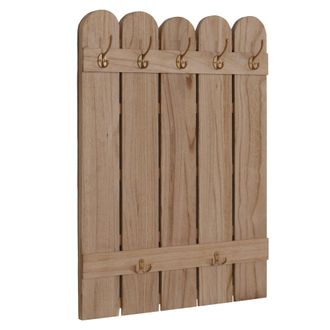 Hhg Hhg - Nunca Usado] Perchero De Pared 981, Panel Perchero, Paulownia 7 Ganchos 86x60cm, Natural