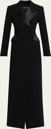 Sergio Hudson Double-Breasted Satin-Lapel Coat