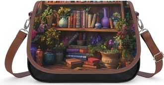Generic Bookshelf Plant Crossbody Bags for Women Shoulder Messenger Bag Purse Handbags