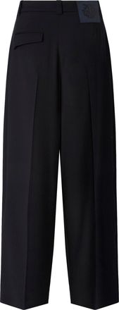 Pinko Womens Barrel Fit Wool Blend Trousers Dark Navy Blue Polyester