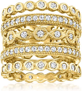 Ross-Simons CZ Jewelry Set: 5 Eternity Bands in 18kt Gold Over Sterling