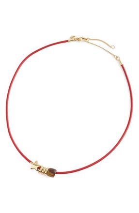 Madewell Semiprecious Charm Leather Choker Necklace in Cherry at Nordstrom