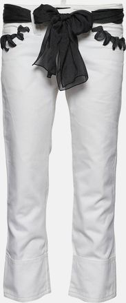 Emporio Armani White Denim Bandana Belted Jeans S Waist