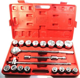 Trade Shop Set Chiavi a Bussola 3/4 21 Pz. 19-50mm Per Camion e Trattori Chrome Vanadium - - Trade Shop Traesio