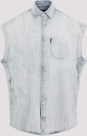 Balenciaga Light Blue Ripped Shirt