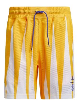 adidas Hoops Summer Essentials geometric-pattern track shorts - men - Fabric - M - Yellow