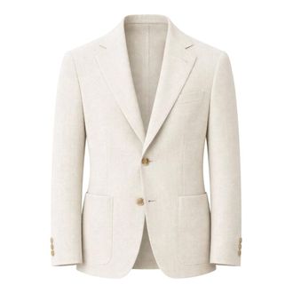 Eleventy Blazers, male, Beige, Size: L Single-breasted Jacket