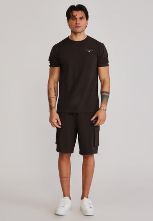 Siksilk Conjunto de Camiseta y Shorts para Hombres en Marr&oacute;n XXL
