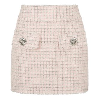 Philipp Plein Rokken, Dames, Roze, S, Tweed, Tweed Mini Rok Kristallen