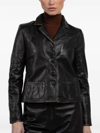 Giorgio Brato x Jade button-front leather jacket - Zwart