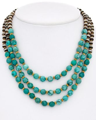 Rachel Reinhardt Jewelry 14K Plated Turquoise & Agate Layered Necklace