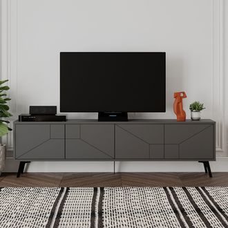 Decortie Dune Modern TV Unit Multimedia Centre 180cm in Dark Grey | Size: 2 Pack